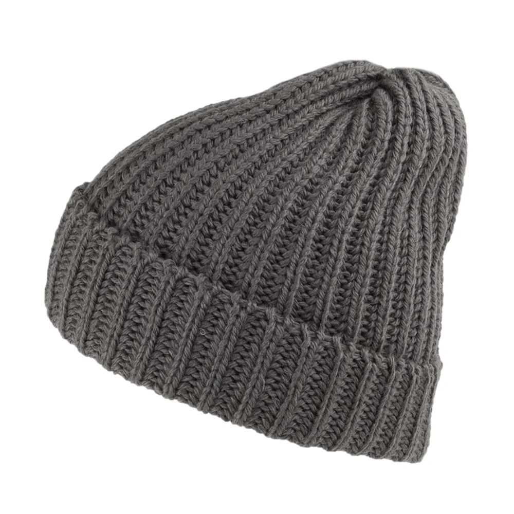 Highland 2000 Umschlagbare Beanie Mütze aus Merinowolle - Holzkohlengrau