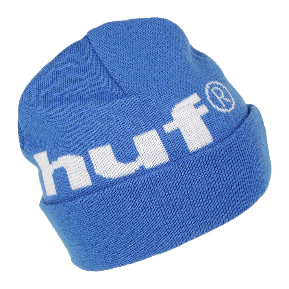HUF 98 Logo Beanie Mütze - Blau-Weiß - Image 2