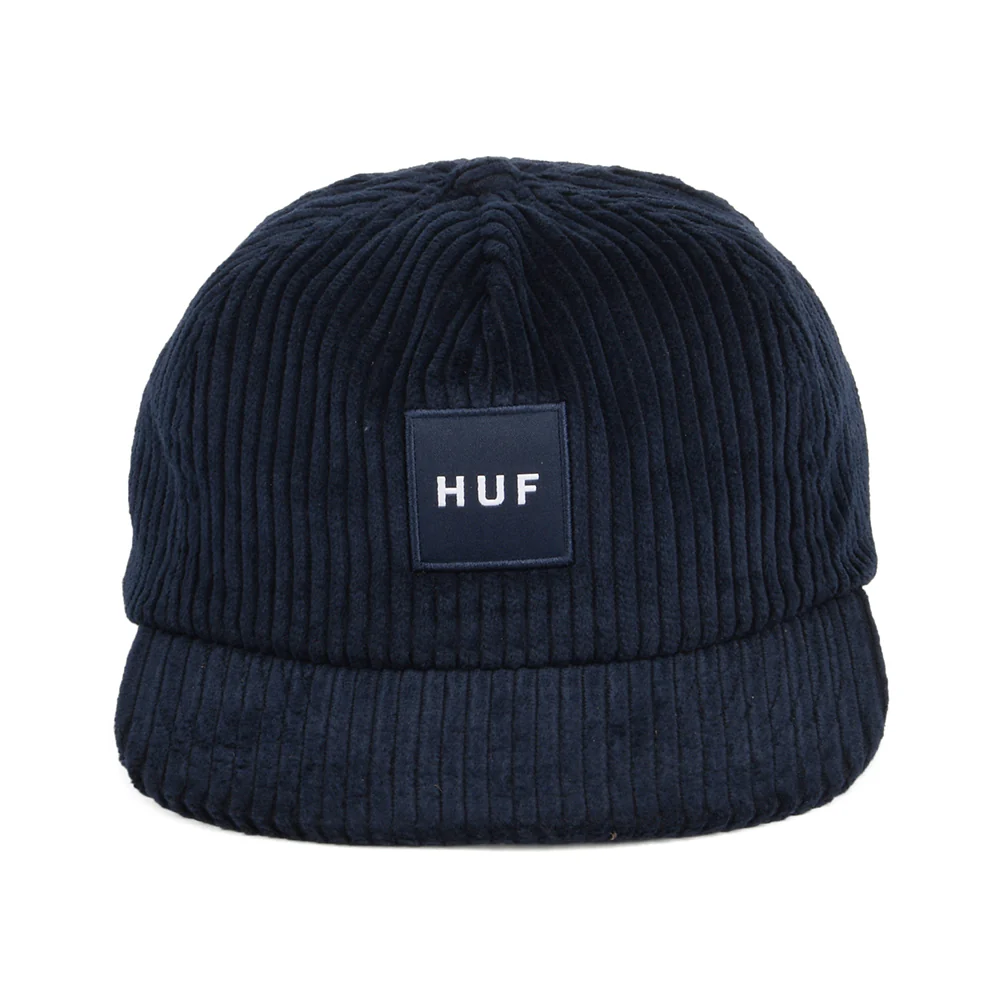 HUF Box Logo Kord Baseball Cap mit flachem Visier - Marineblau - Image 2