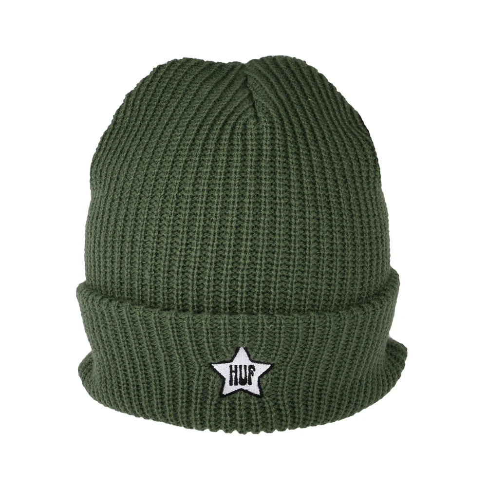 HUF One Star mit Schirm Beanie Mütze - Olivgrün - Image 3