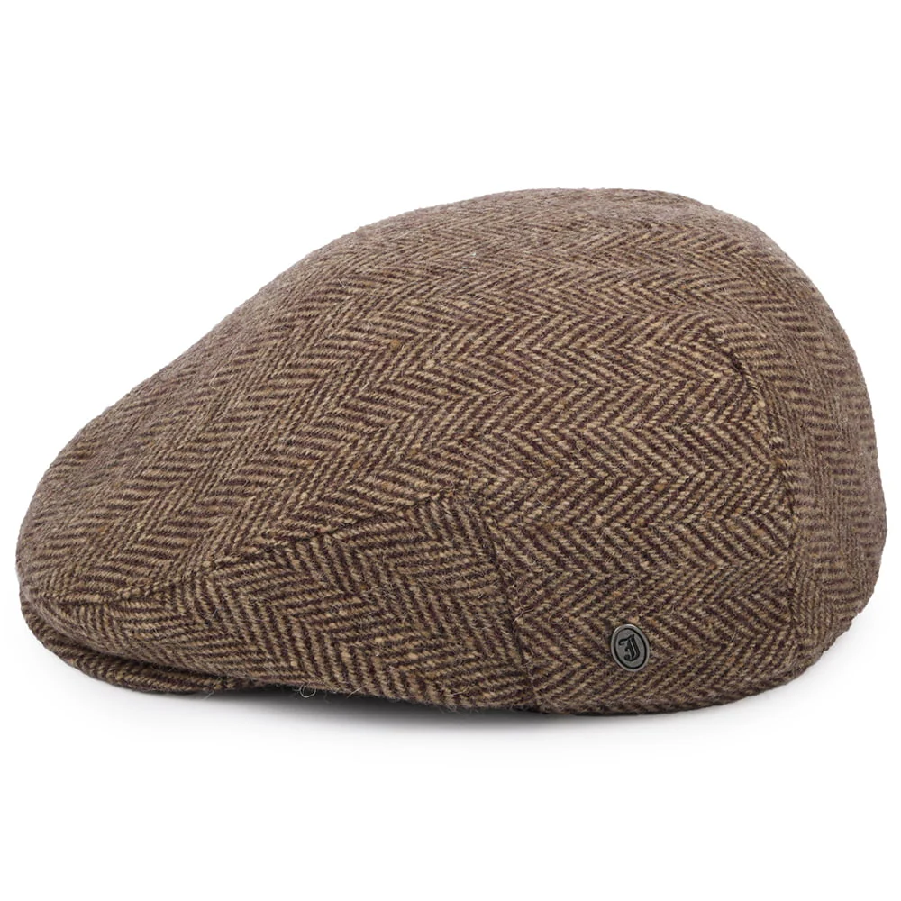 Jaxon & James Ballyboe Donegal Tweed Schiebermütze mit Fischgrätmuster - Burgunderrot-Kamel - Image 3