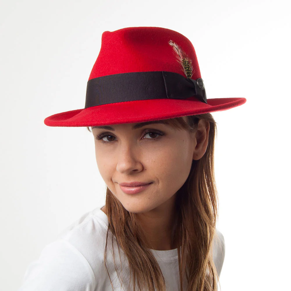 Jaxon & James C-Crown Knautschbar Fedora Hut aus Wollfilz - Rot - Image 4