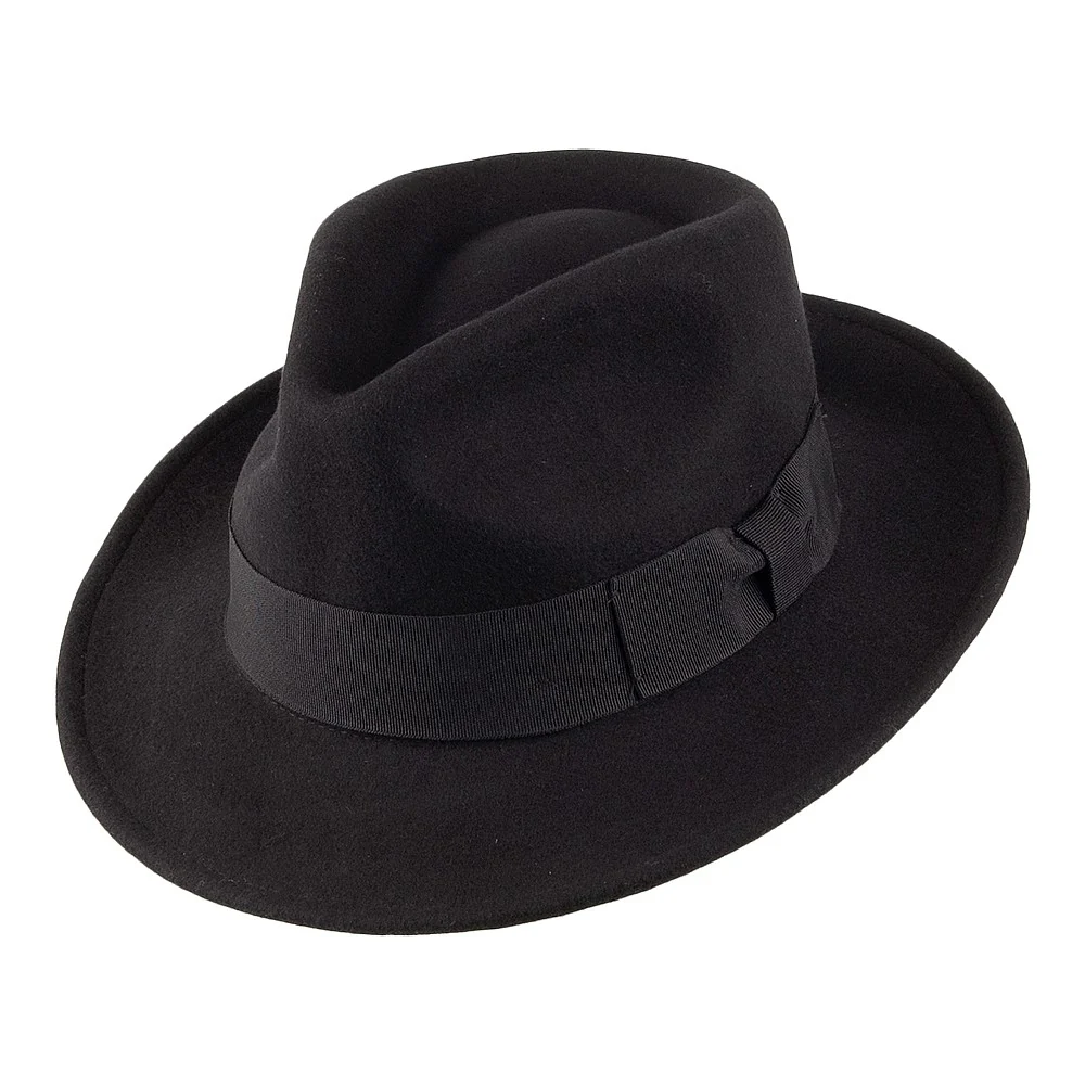 Jaxon & James C-Crown Knautschbar Fedora Hut aus Wollfilz - Schwarz - Image 2