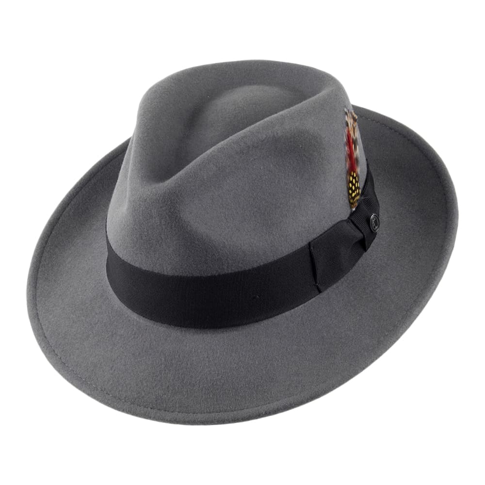 Jaxon & James Crushable C-Crown Fedora Wollfilzhut Grau Großhandel
