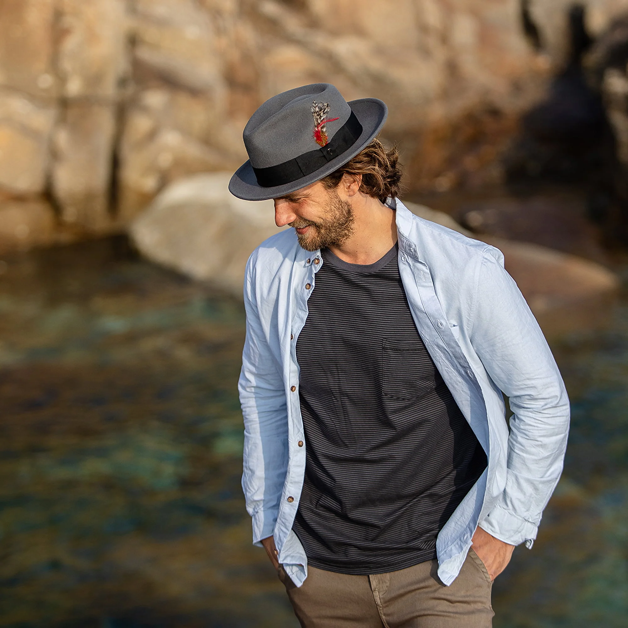 Jaxon & James Crushable C-Crown Fedora Wollfilzhut Grau Großhandel - Image 6