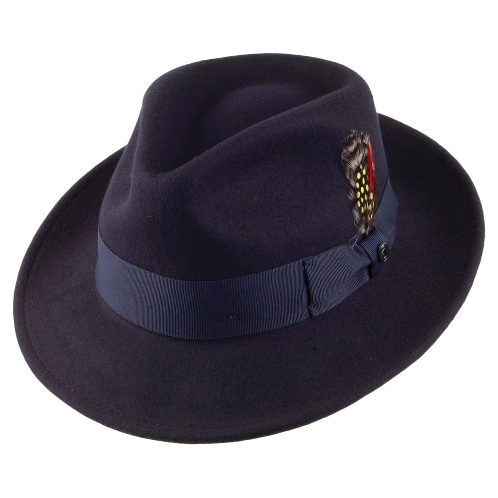 Jaxon & James Crushable C-Crown Fedora Wollfilzhut Navy Großhandel