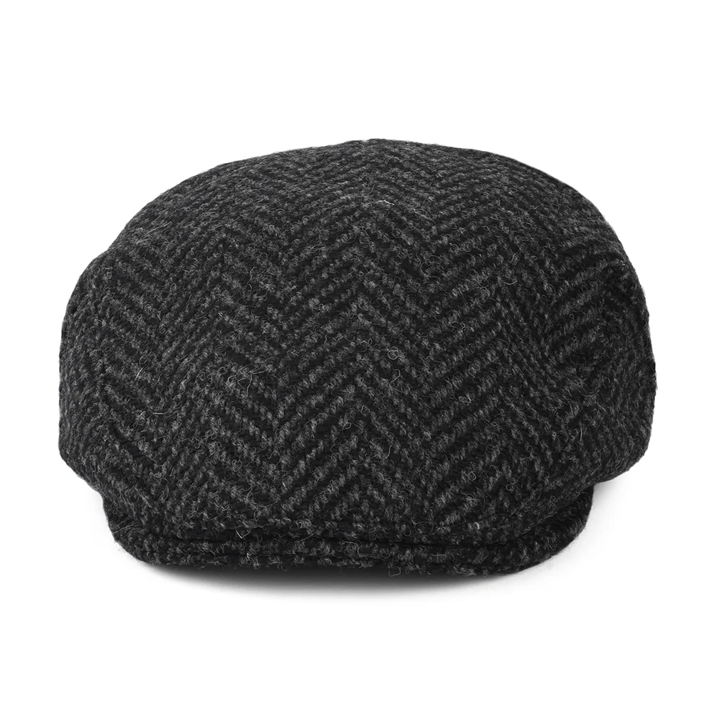 Jaxon & James Drumbarron Heavyweight Donegal Tweed Schiebermütze mit Fischgrätmuster - Schwarz-Anthrazit - Image 2