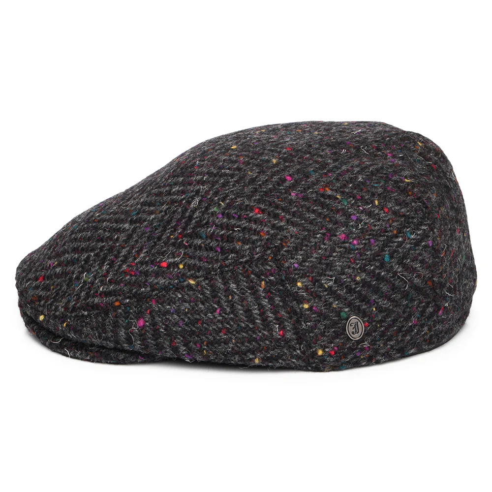Jaxon & James Finnegan Donegal Tweed Schiebermütze mit Fischgrätmuster - Anthrazit-Multi - Image 3