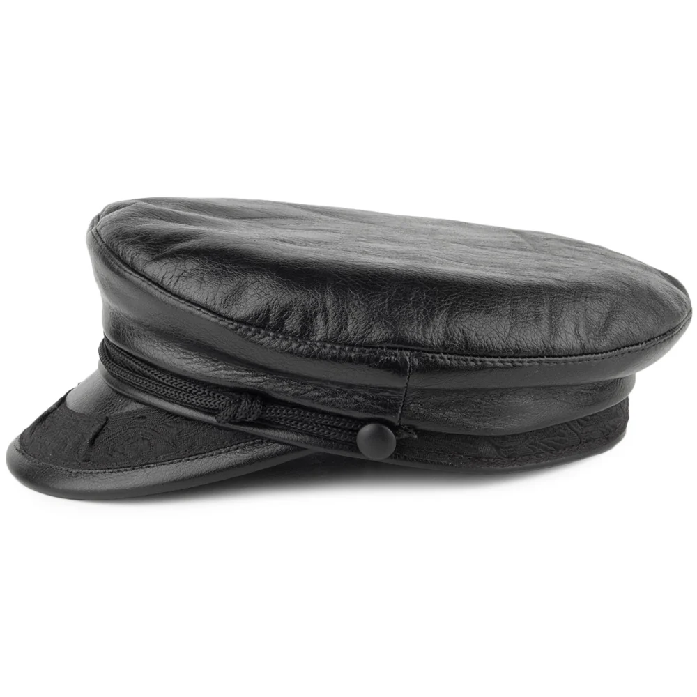 Jaxon & James Griechische FIschermannsmütze aus Leder - Schwarz - Image 3