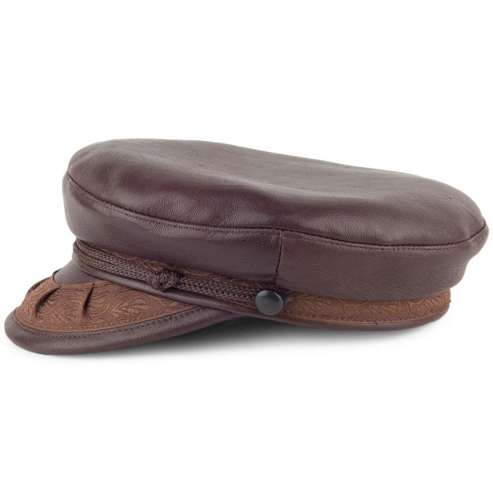 Jaxon & James Griechische FIschermannsmütze aus Leder - Dunkelbraun - Image 3