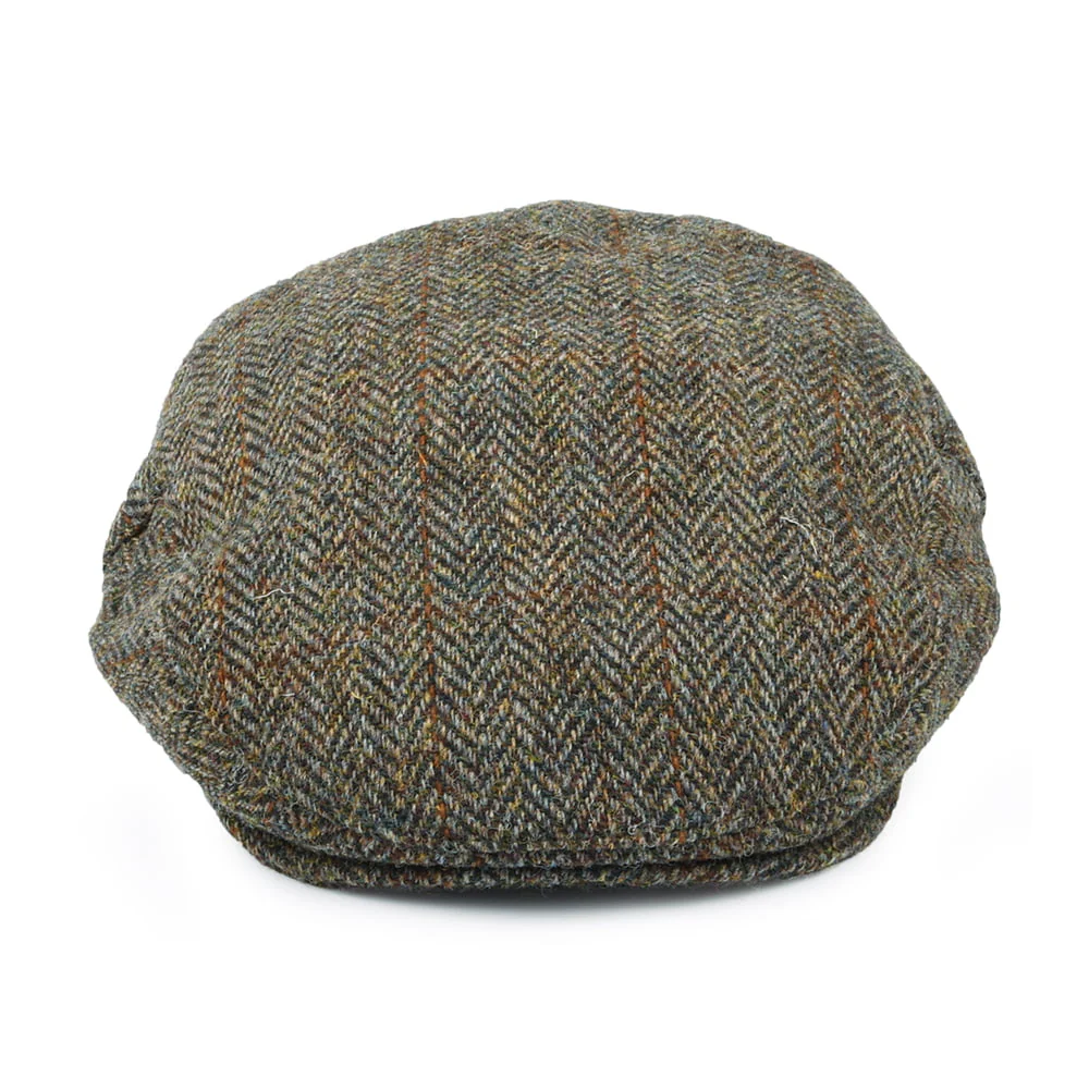 Jaxon & James Lundale HARRIS TWEED Schiebermütze mit Fischgrätmuster - Olivgrün-Braun - Image 2