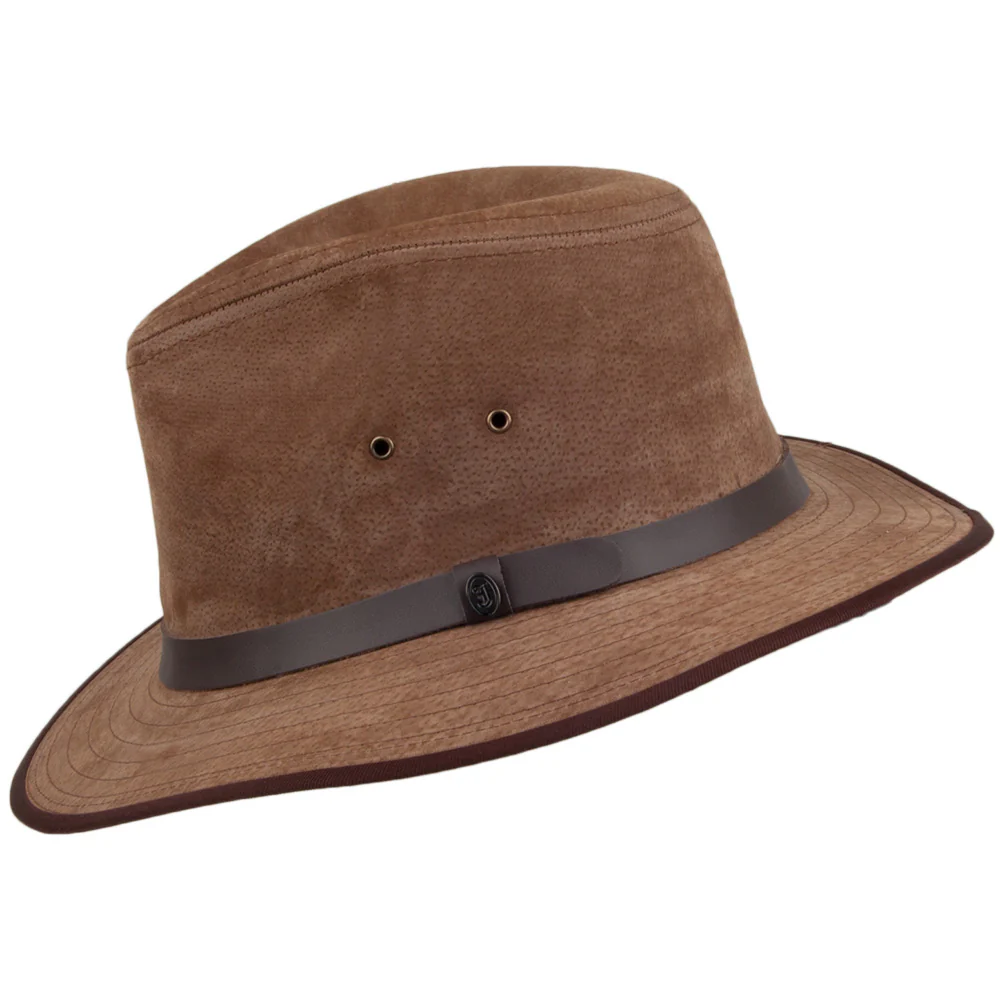 Jaxon & James Nubuck Safari Fedora Lederhut Kastanie Großhandel - Image 2