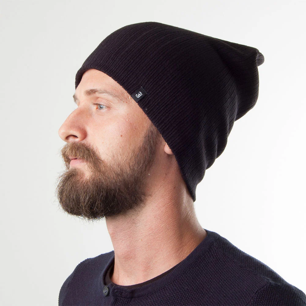 Jaxon & James Oversized Beanie in Rippstrick Schwarz Großhandel - Image 3