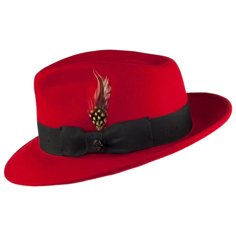 Jaxon & James Pachuco Crushable C-Crown Fedora Wollfilzhut Rot Großhandel - Image 2