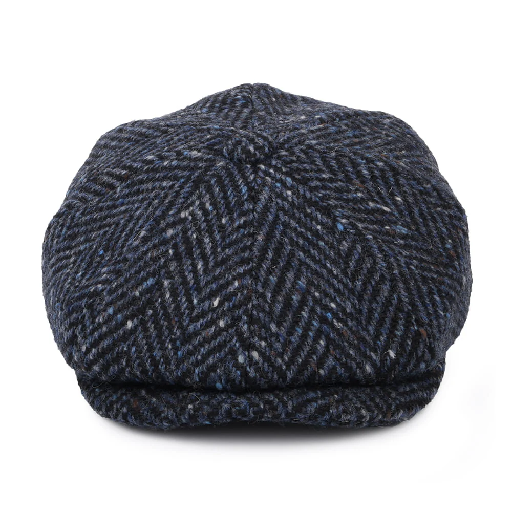 Jaxon & James Pettigo Donegal Tweed Ballonmütze mit Fischgrätmuster - Marineblau-Schwarz - Image 2