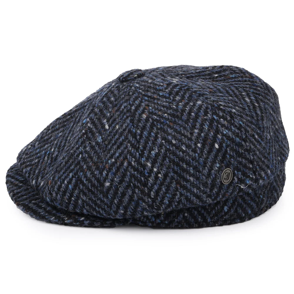 Jaxon & James Pettigo Donegal Tweed Ballonmütze mit Fischgrätmuster - Marineblau-Schwarz - Image 3
