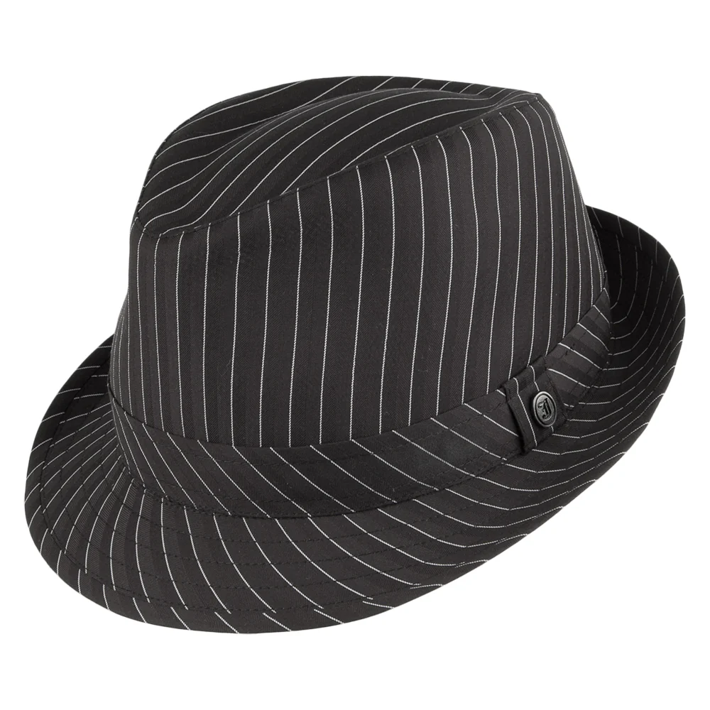 Jaxon & James Trilby Stoffhut in Nadelstreifenmuster - Schwarz