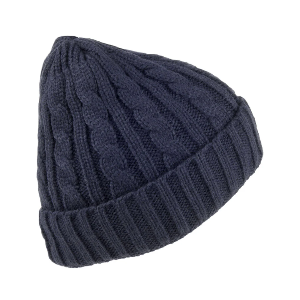 Jaxon & James Zopfstrickmuster Beanie - Marineblau - Image 2