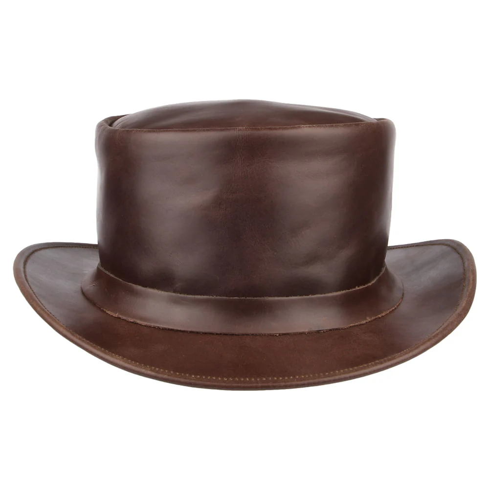 Jaxon & James Zylinder Hut aus Leder - Braun - Image 3