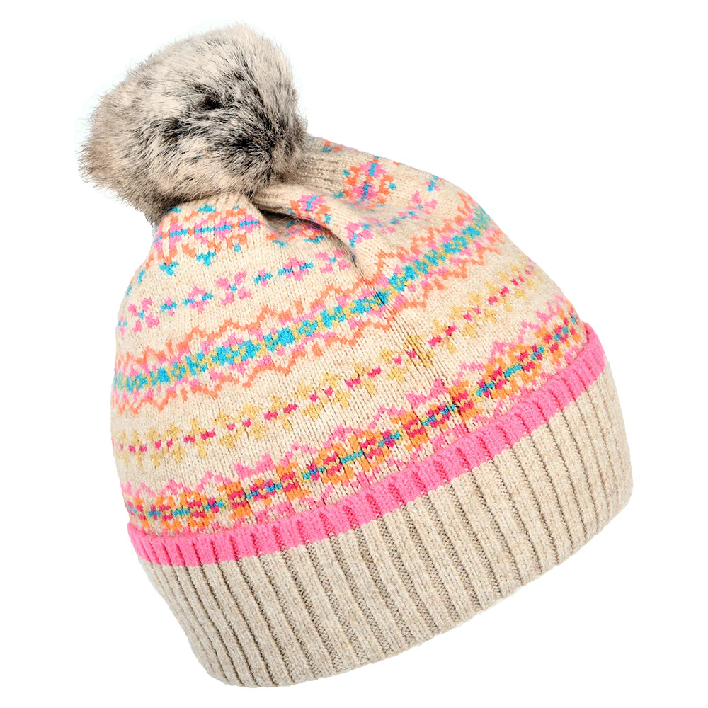 Joules Christina Bommelmütze Fairisle - Beige-Multi - Image 2