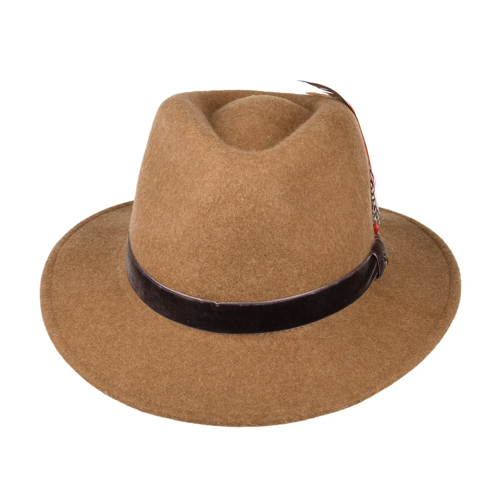 Joules Fedora Hut aus Wollfilz mit Samt-Hutband - Hellbraun - Image 3