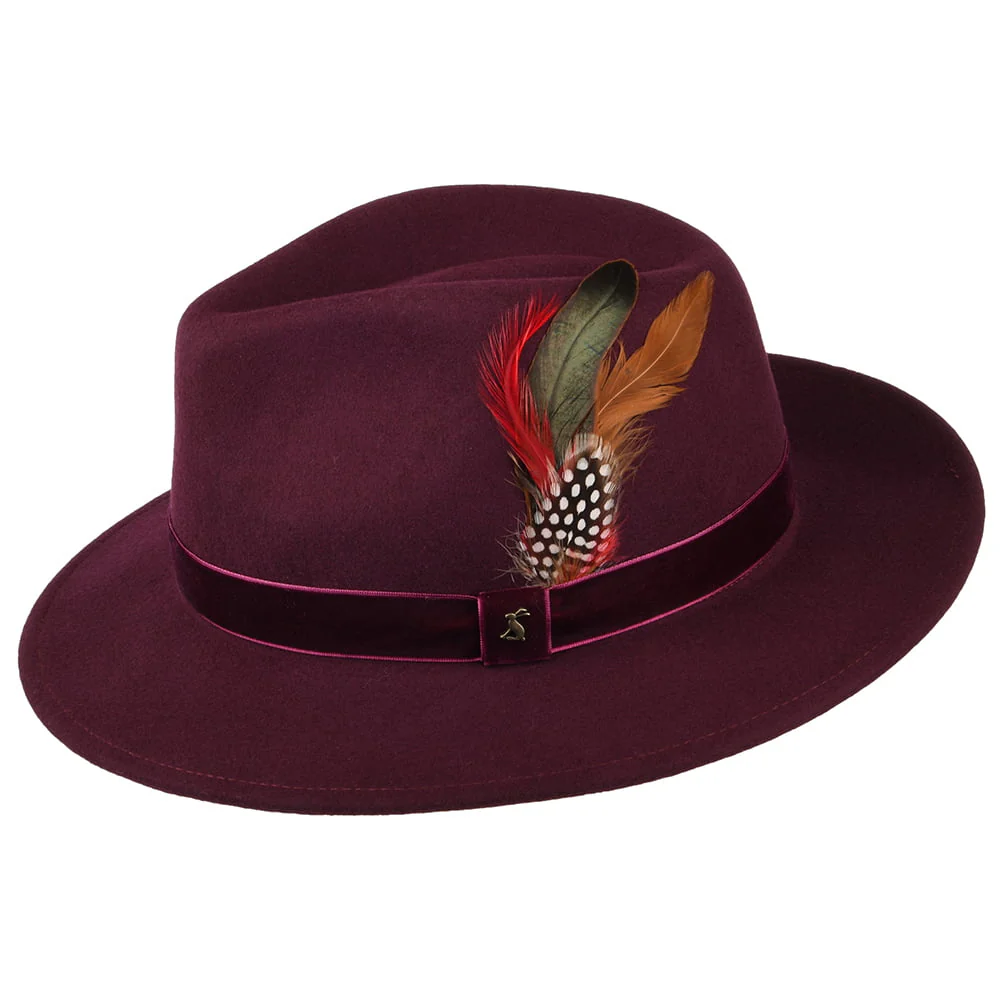 Joules Fedora Hut aus Wollfilz mit Samt-Hutband II - Granatrot - Image 2