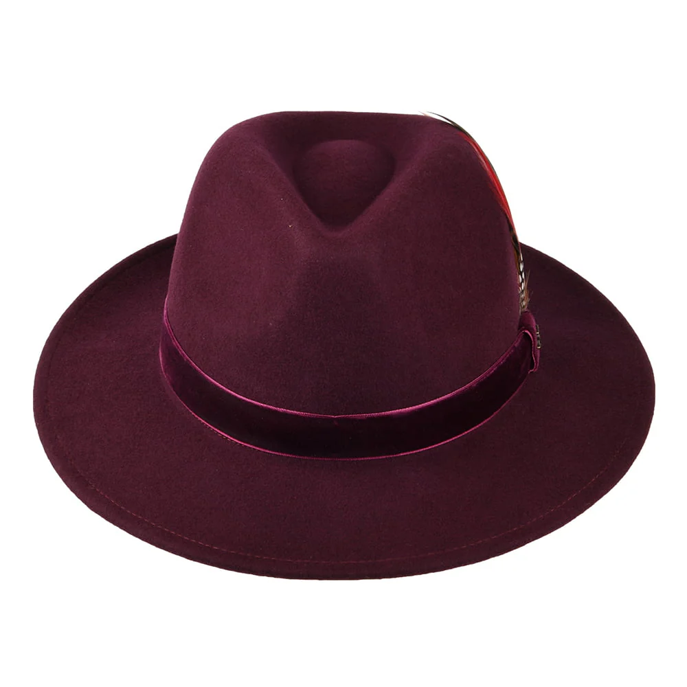 Joules Fedora Hut aus Wollfilz mit Samt-Hutband II - Granatrot - Image 3
