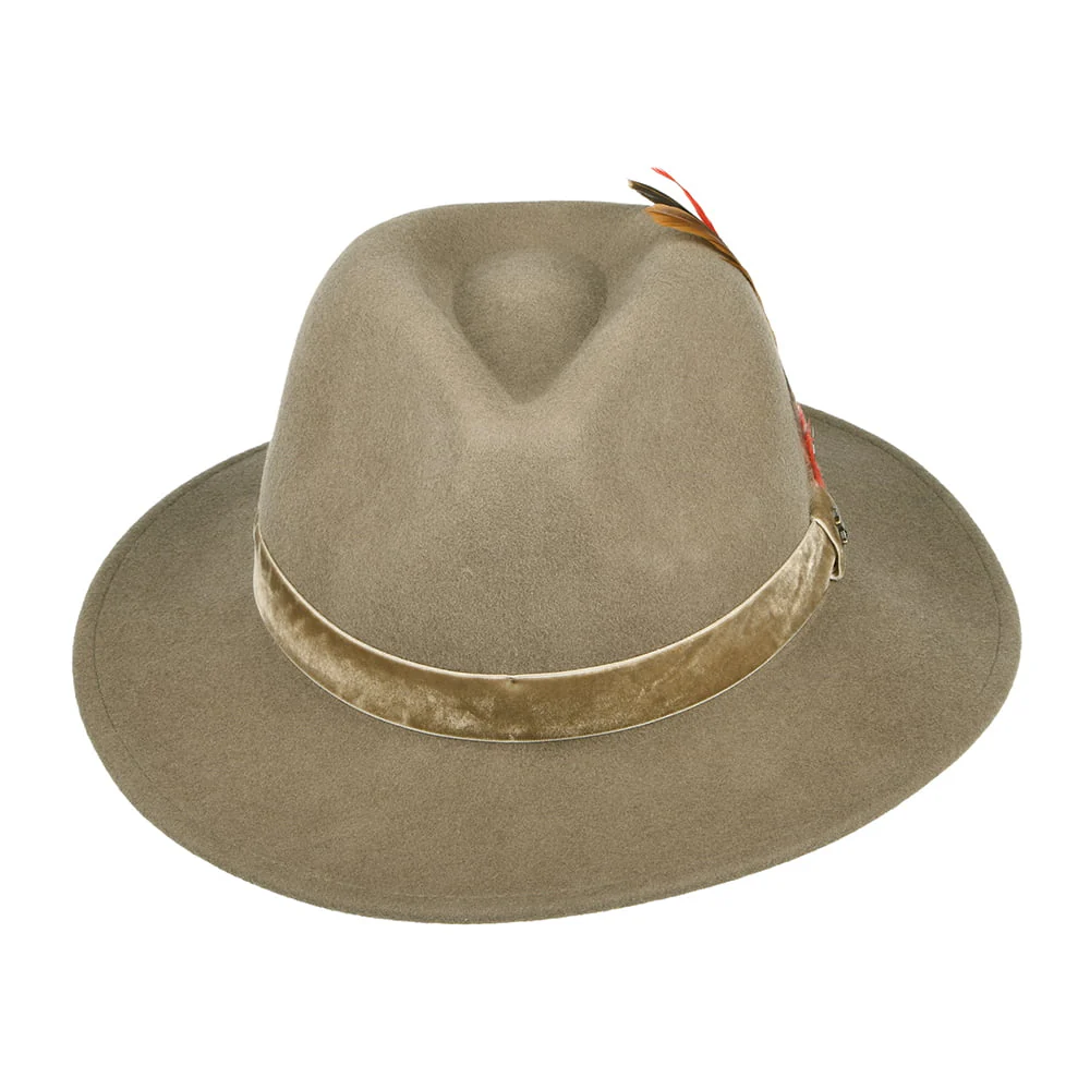 Joules Fedora Hut aus Wollfilz mit Samt-Hutband II - Khaki - Image 3