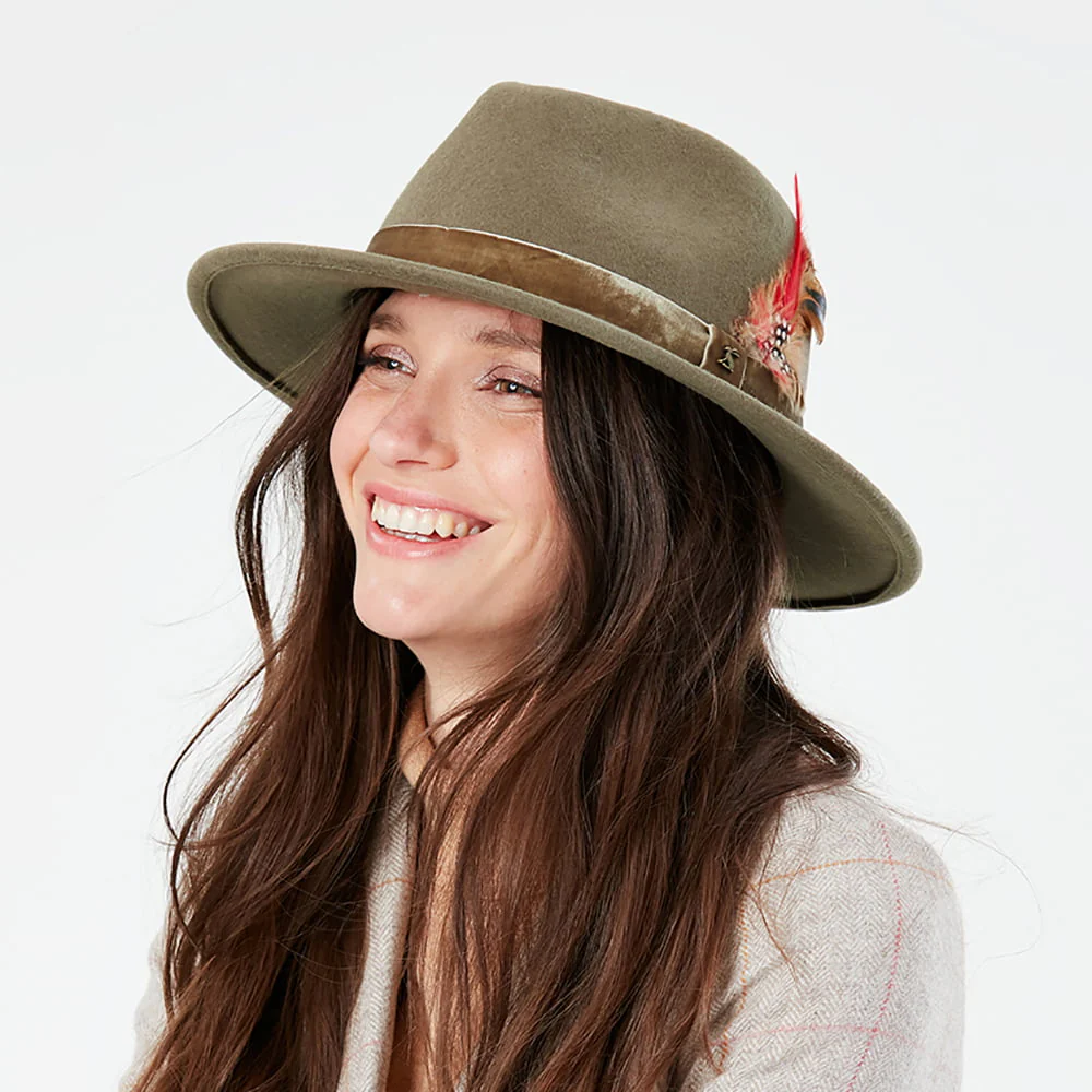 Joules Fedora Hut aus Wollfilz mit Samt-Hutband II - Khaki - Image 4