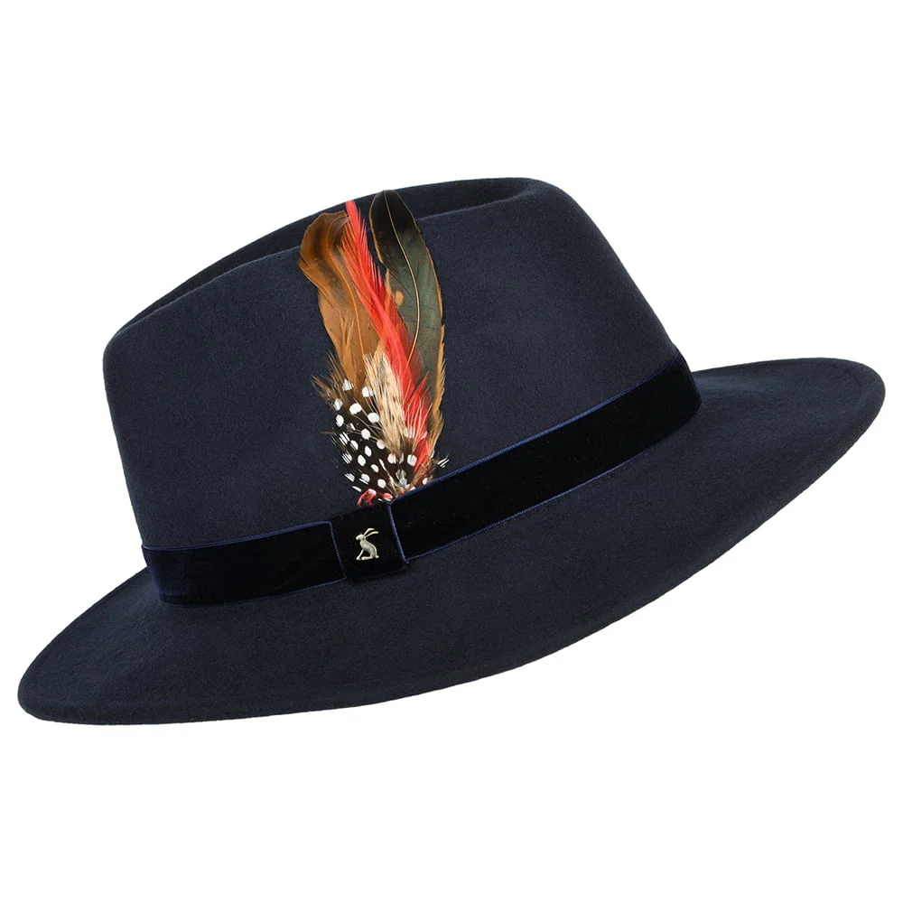 Joules Fedora Hut aus Wollfilz mit Samt-Hutband II - Marineblau - Image 2