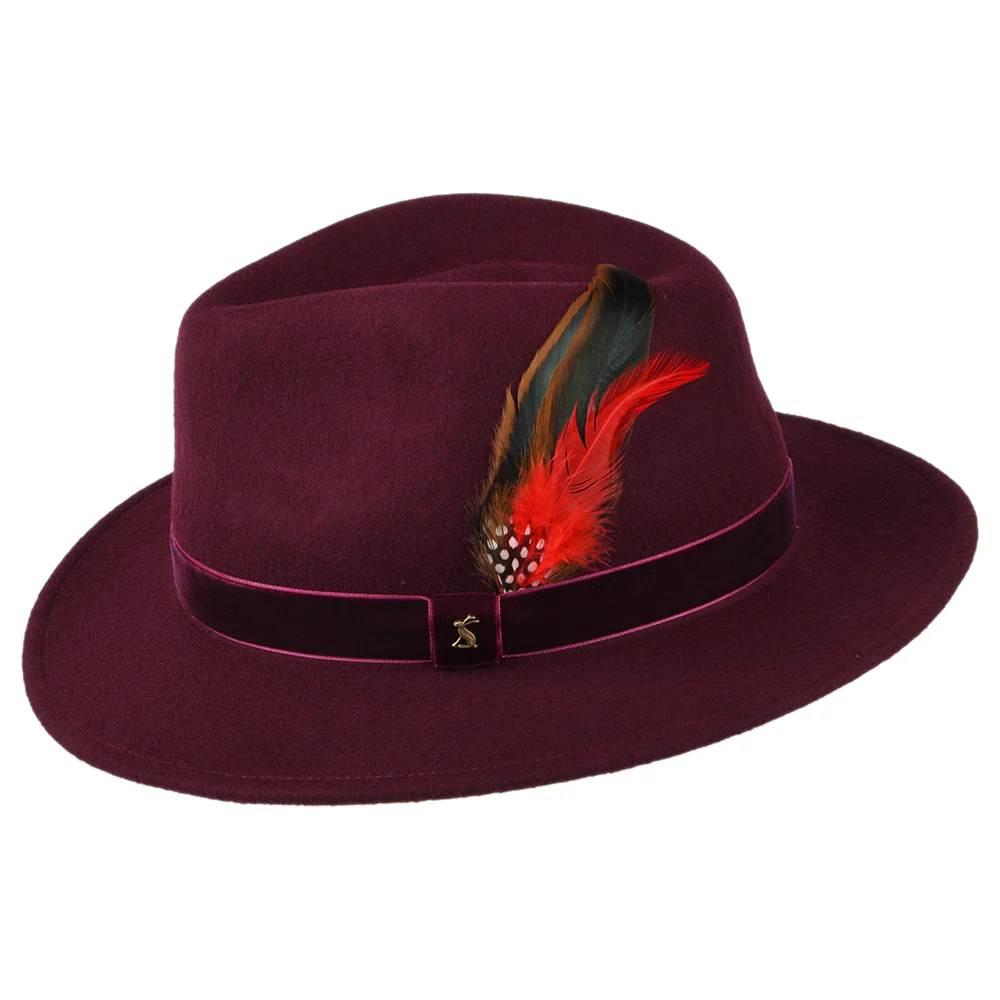 Joules Fedora Hut aus Wollfilz mit Samt-Hutband III - Granatrot - Image 2