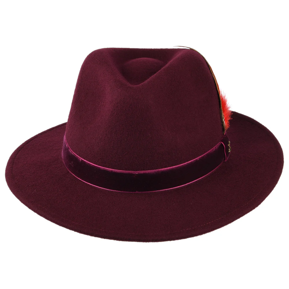 Joules Fedora Hut aus Wollfilz mit Samt-Hutband III - Granatrot - Image 3
