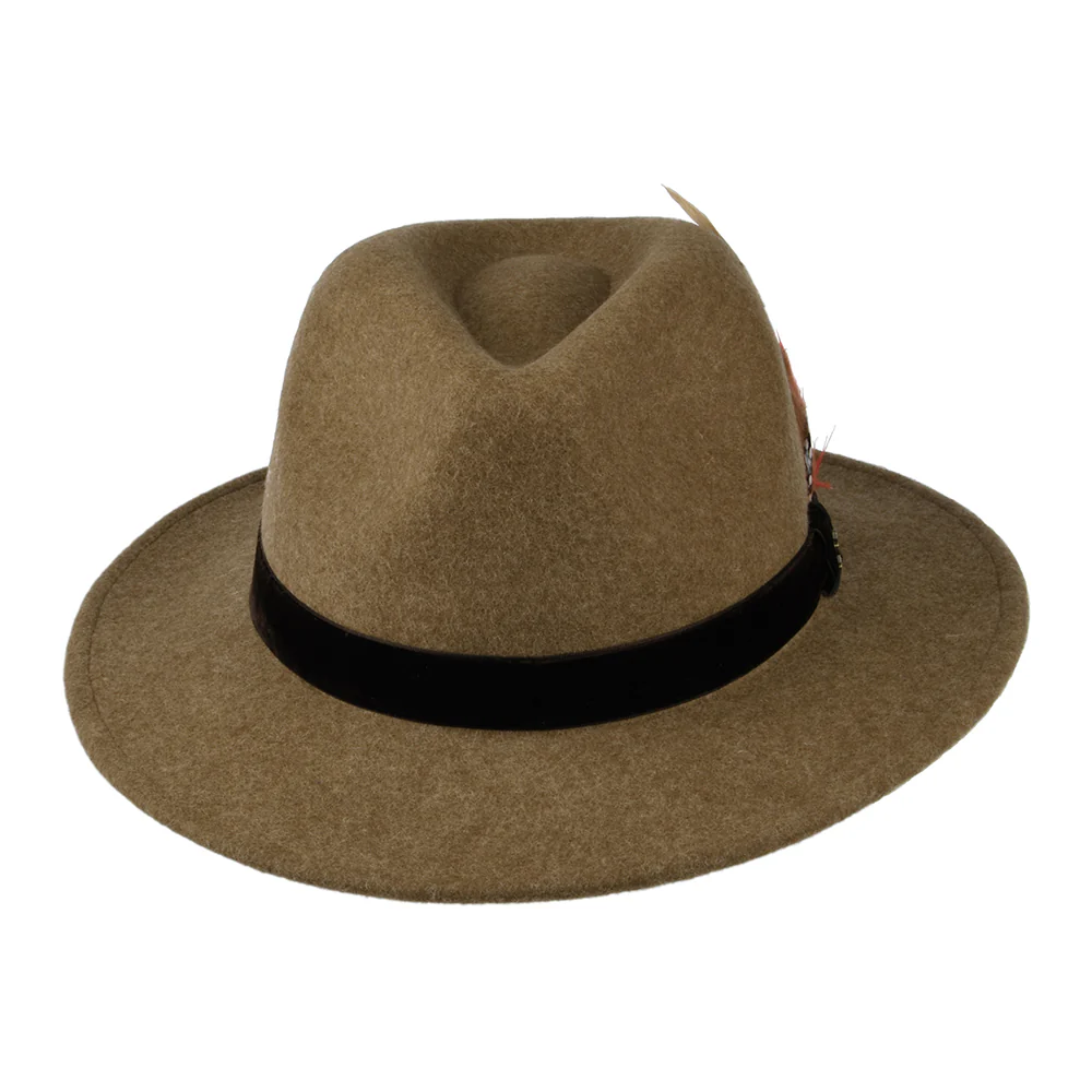 Joules Fedora Hut aus Wollfilz mit Samt-Hutband III - Kamel - Image 3