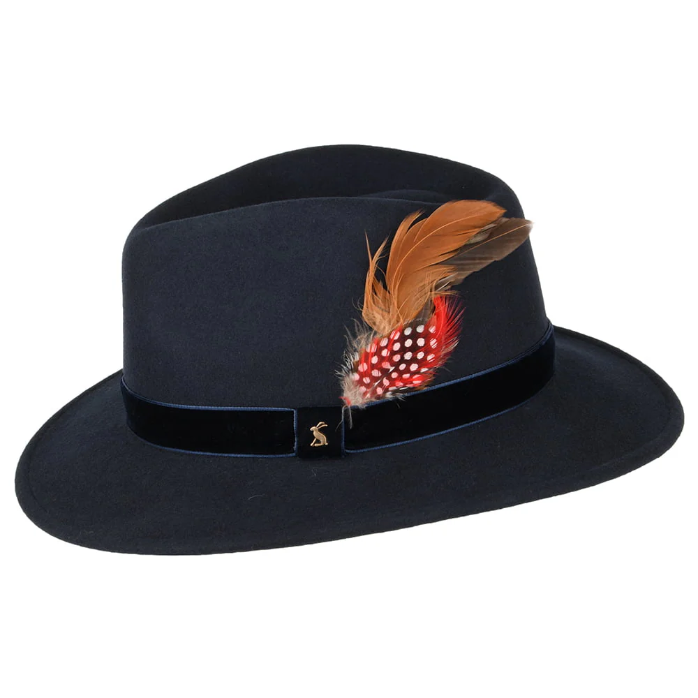Joules Fedora Hut aus Wollfilz mit Samt-Hutband - Marineblau - Image 2