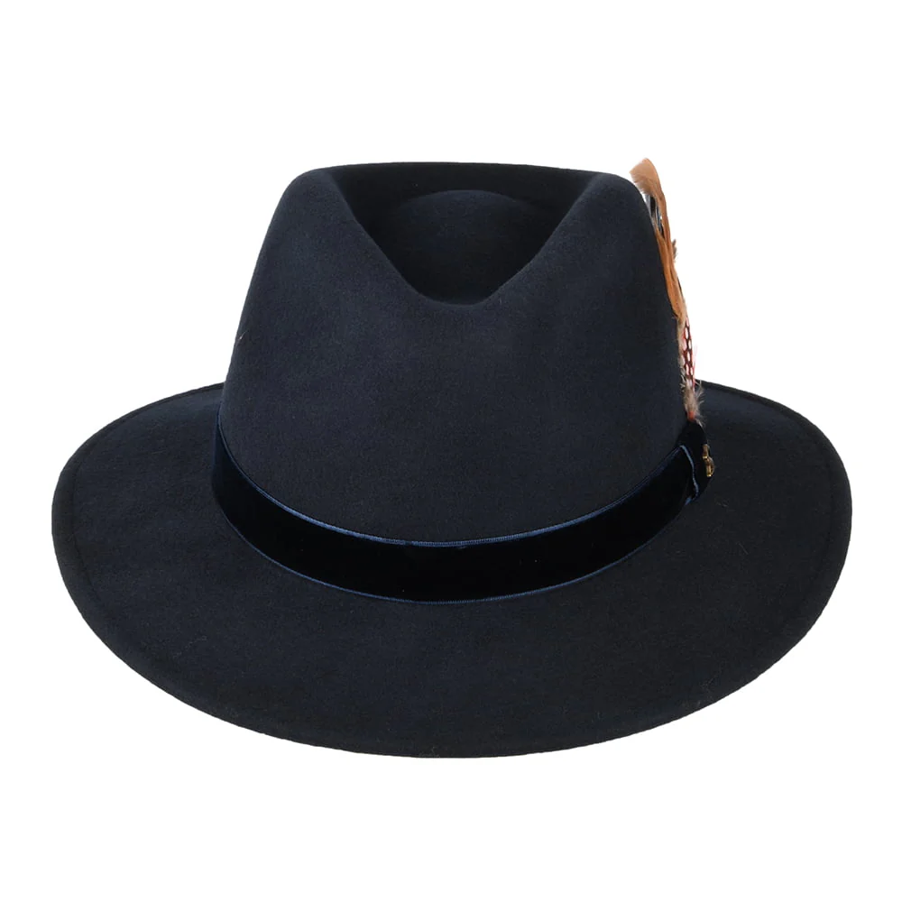 Joules Fedora Hut aus Wollfilz mit Samt-Hutband - Marineblau - Image 3