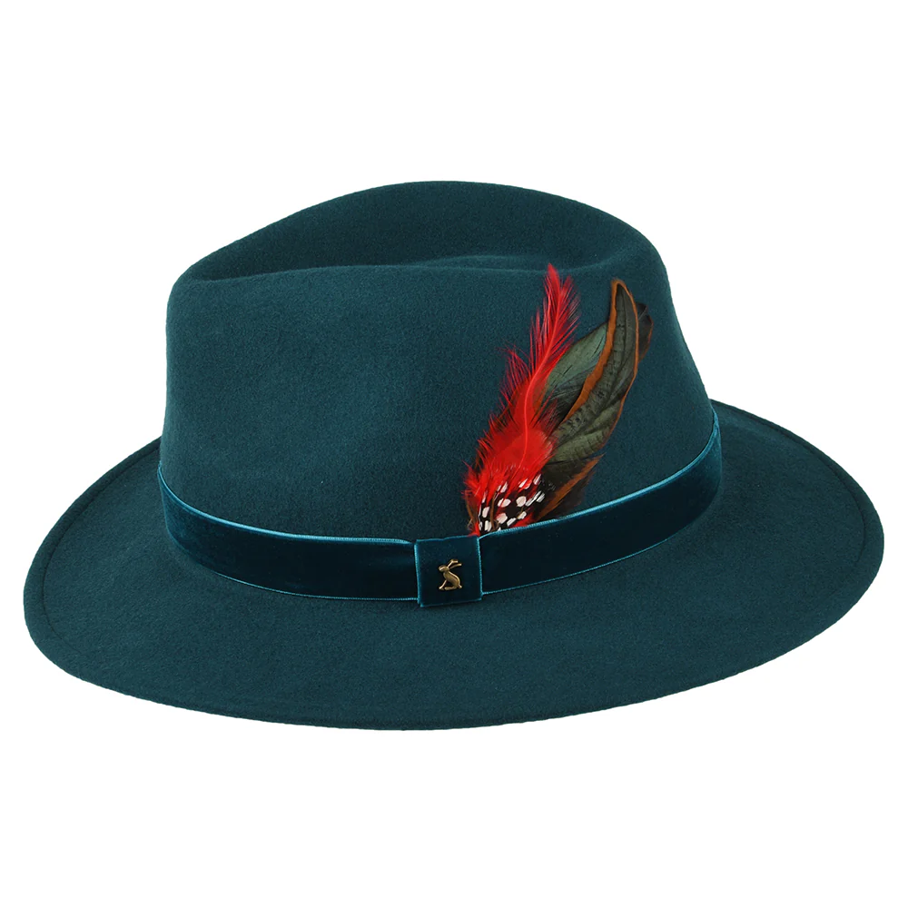 Joules Fedora Hut aus Wollfilz mit Samt-Hutband III - Petrol - Image 2