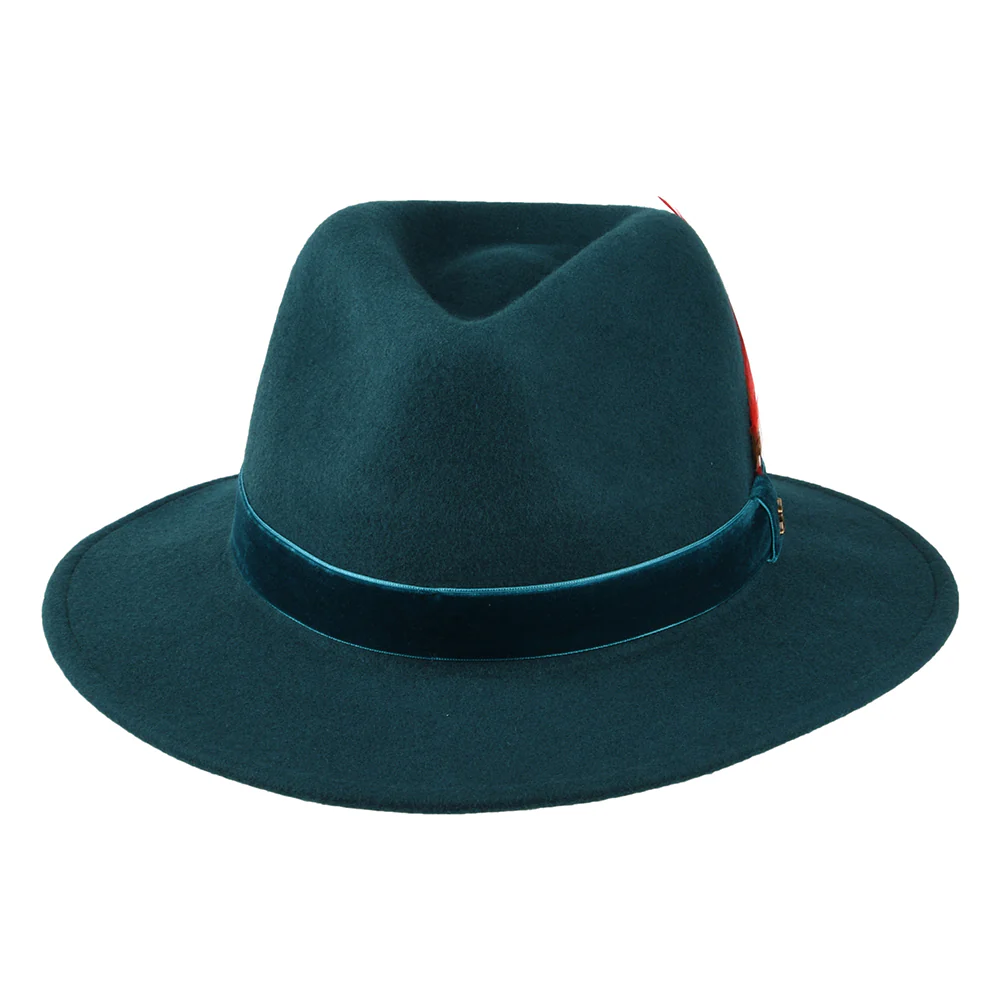 Joules Fedora Hut aus Wollfilz mit Samt-Hutband III - Petrol - Image 3