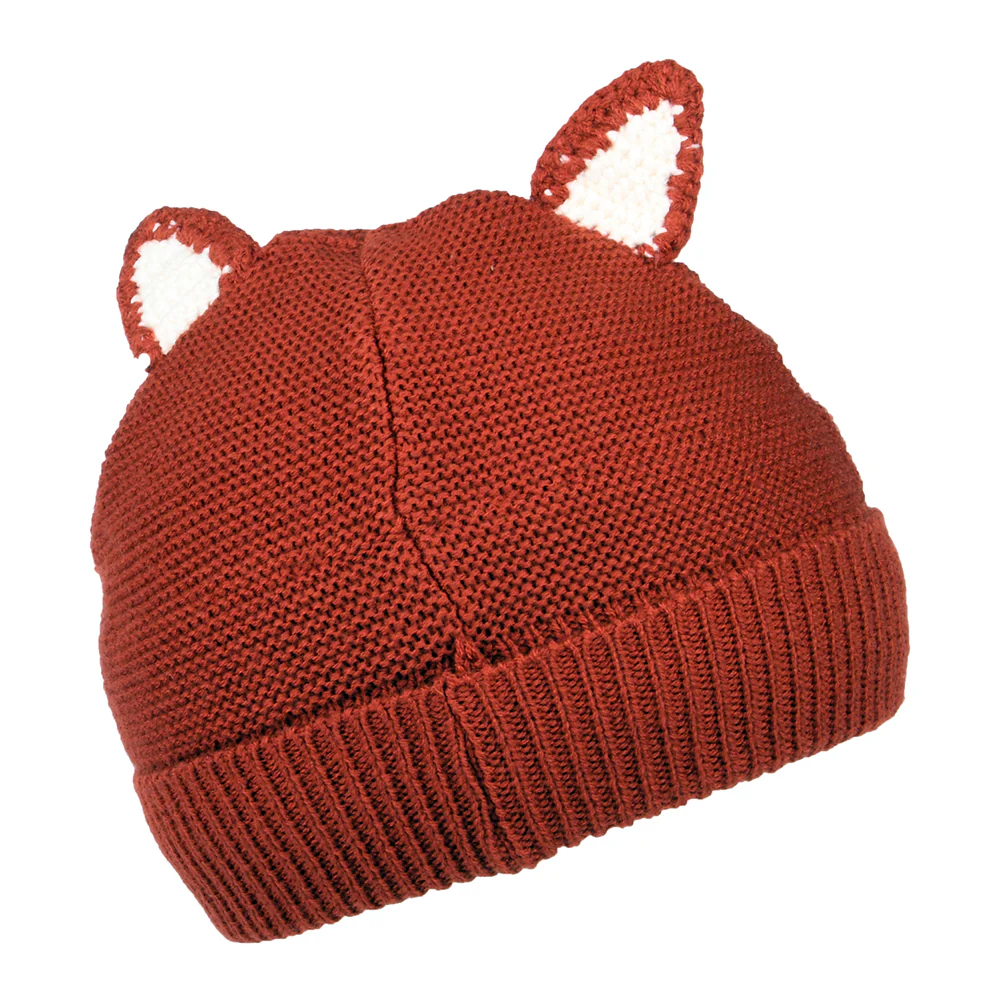 Joules Kinder Fox Face Beanie Mütze - Rot-Creme - Image 2