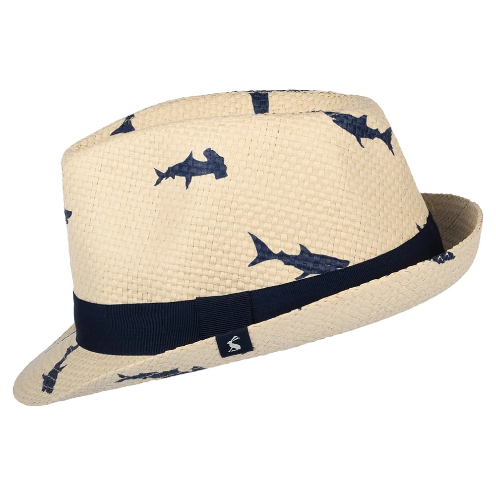 Joules Kinder Printed Sharks Trilby Hut aus Stroh - Natur - Image 2