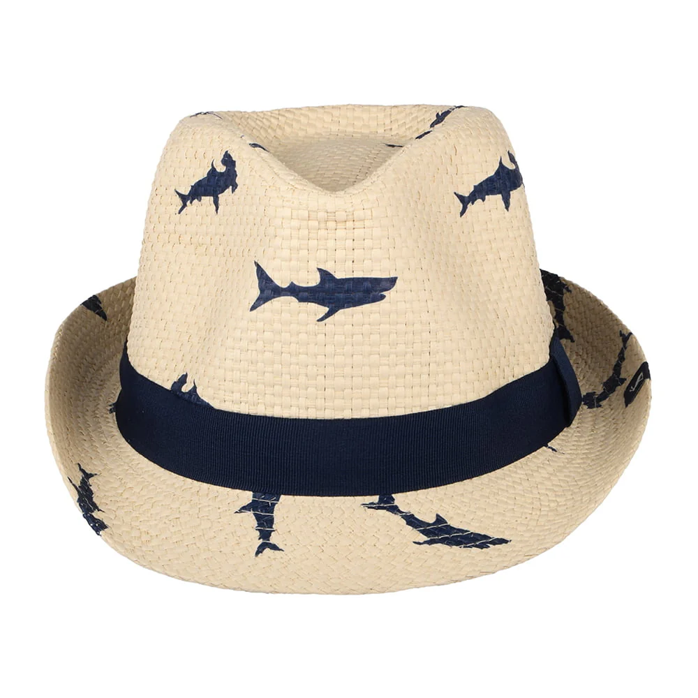 Joules Kinder Printed Sharks Trilby Hut aus Stroh - Natur - Image 3