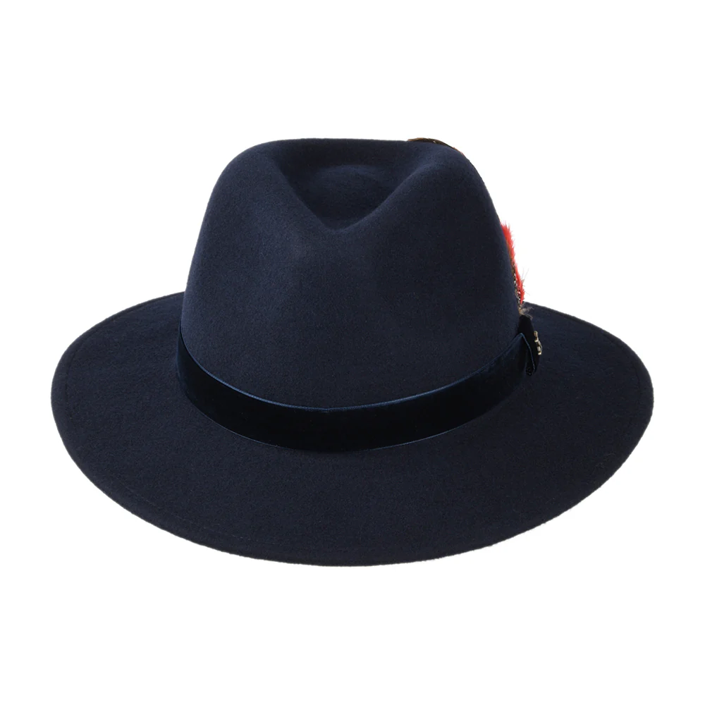 Joules Fedora Hut aus Wollfilz mit Samt-Hutband III - Marineblau - Image 3