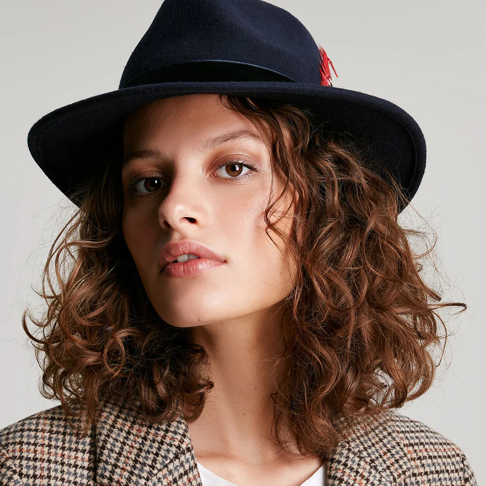 Joules Fedora Hut aus Wollfilz mit Samt-Hutband III - Marineblau - Image 4