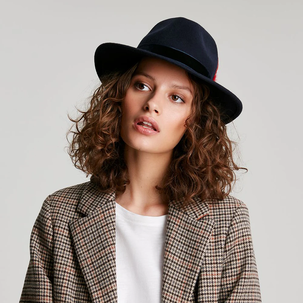 Joules Fedora Hut aus Wollfilz mit Samt-Hutband III - Marineblau - Image 5