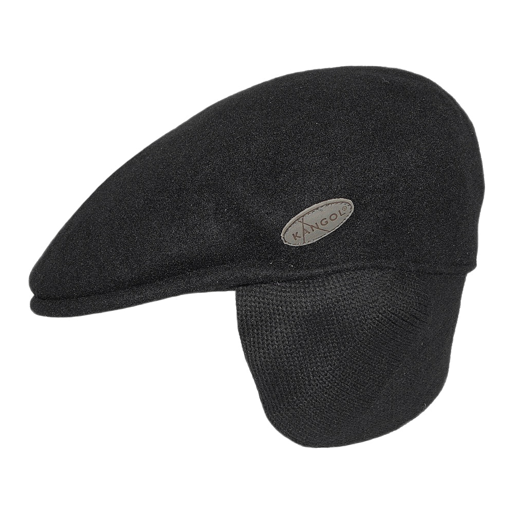 Kangol 504 Schiebermütze aus Wolle mit Ohrenklappen - Schwarz