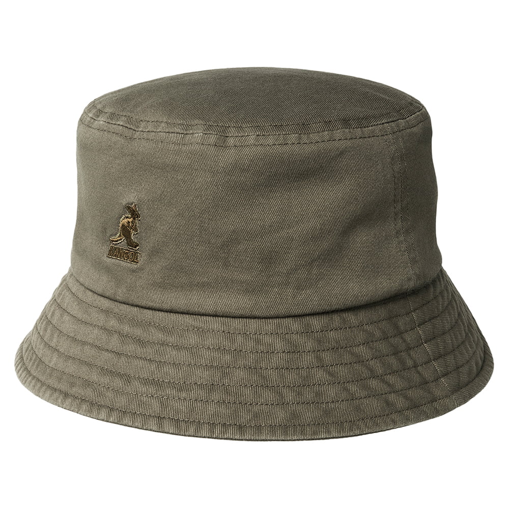 Kangol Fischerhut aus gewaschener Baumwolle - Olivgrün