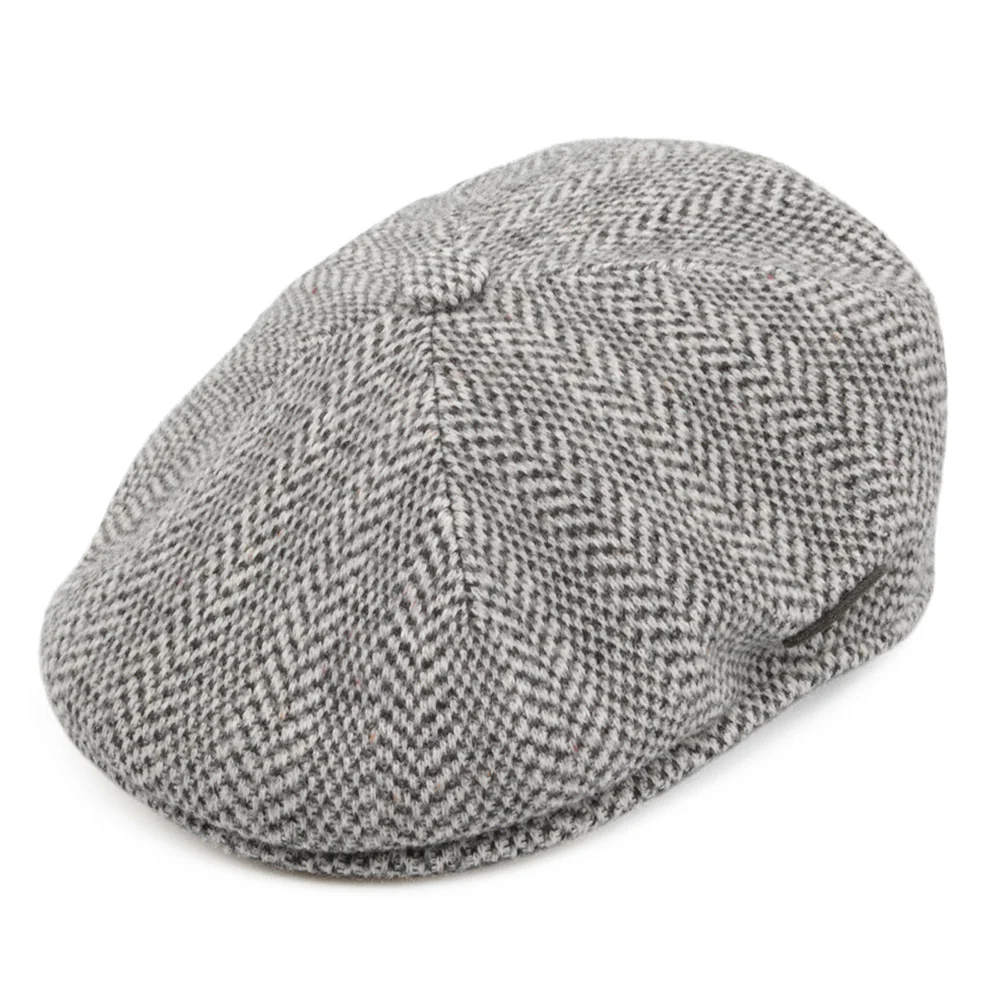 Kangol Schiebermütze in Fischgrätmuster - Grau