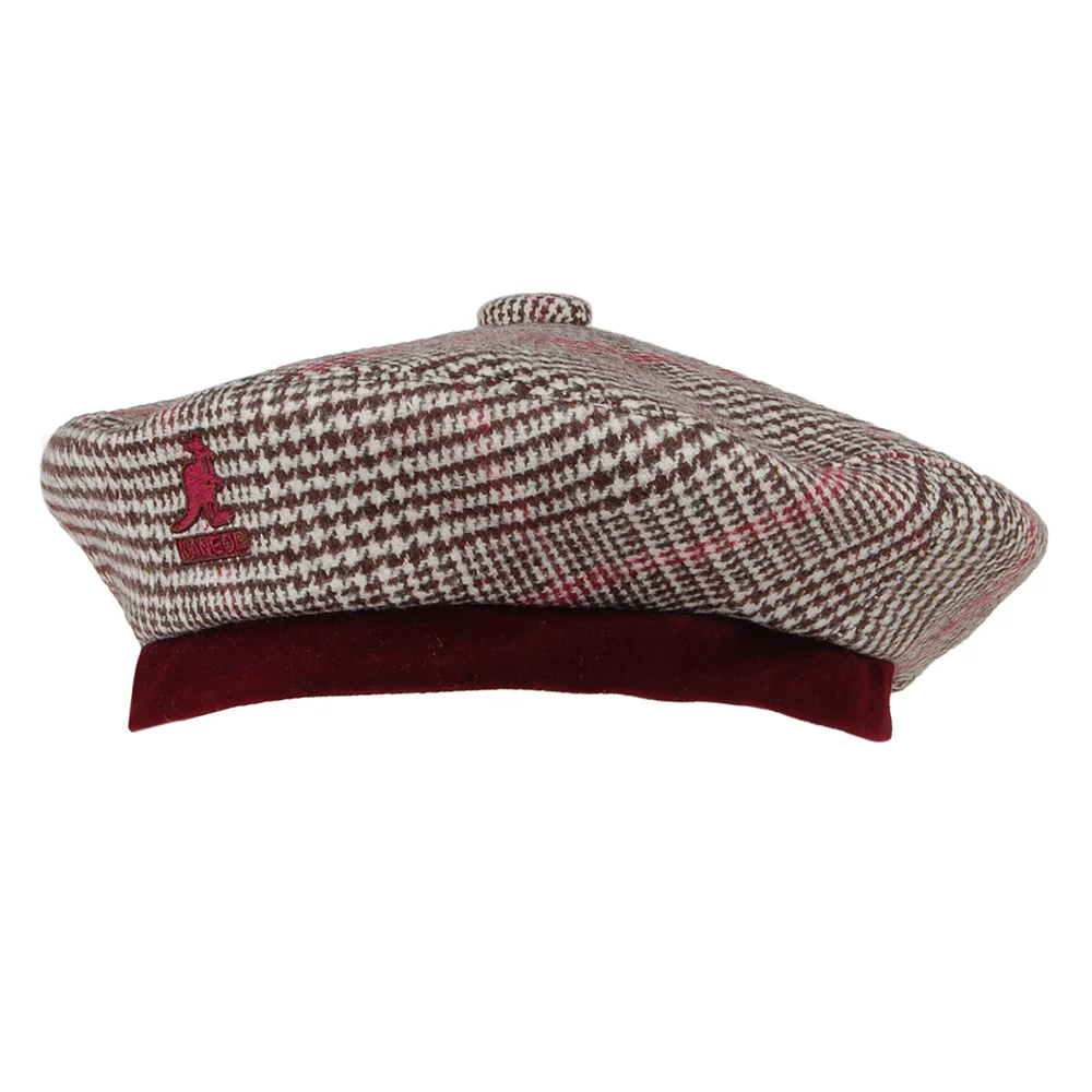 Kangol Show your Teeth Baskenmütze mit Schottenkaro - Braun-Creme