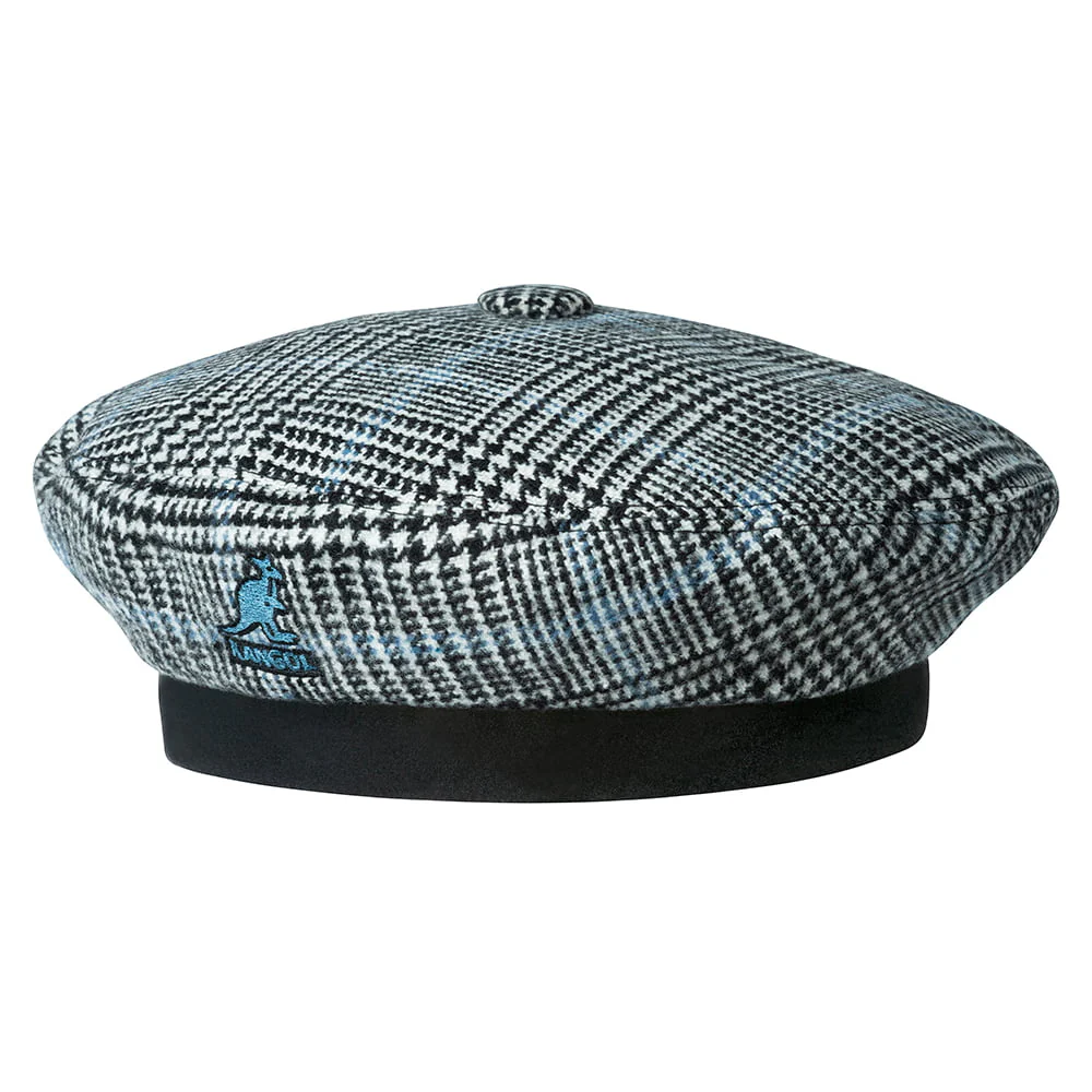 Kangol Show your Teeth Baskenmütze mit Schottenkaro - Schwarz-Blau