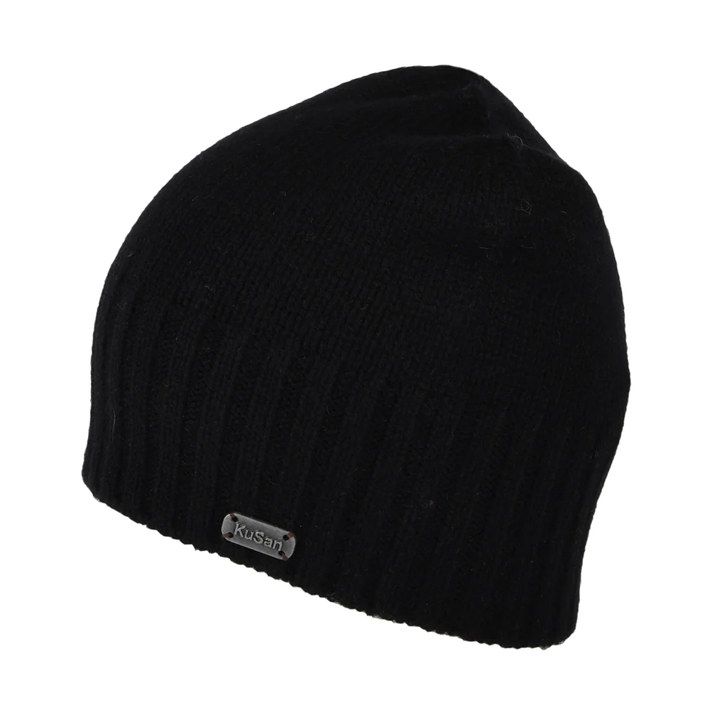 Kusan Beanie Mütze aus Wolle-Kaschmir - Schwarz