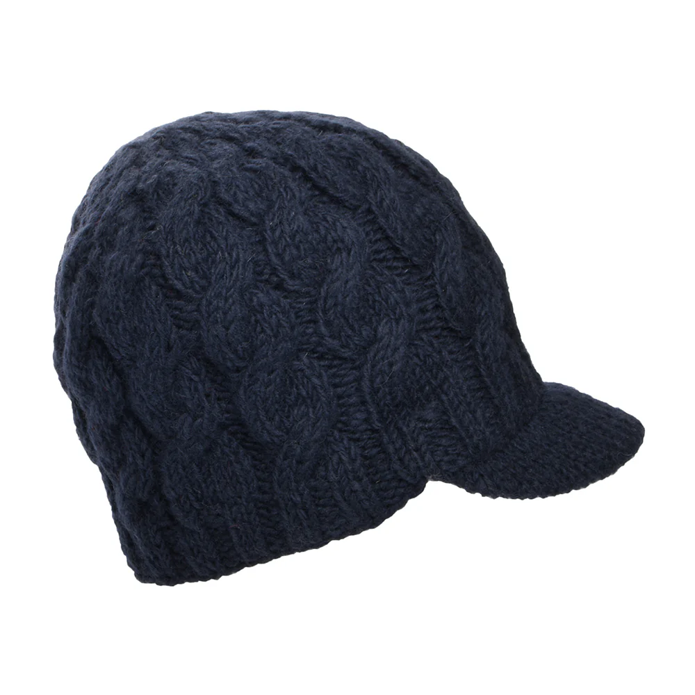 Kusan Beanie Mütze mit Visier im Zopfstrickmuster - Marineblau - Image 2